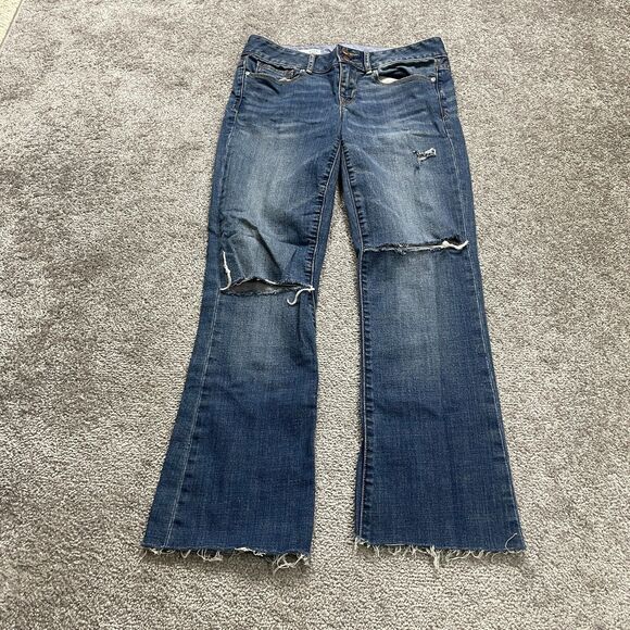 Gap 1969 Perfect Boot Cut Denim Jeans Denim Distressed Medium Wash Casual 32x28 - Picture 1 of 16